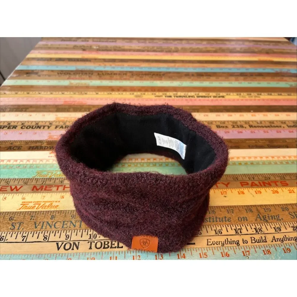 Ariat Burgundy Headband Ear Warmer Cable Knit Sherpa Fleece Lined OS Womens